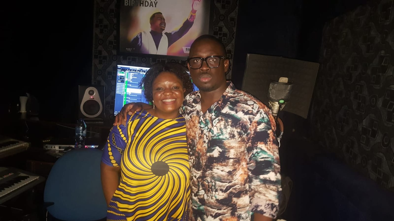 With Ema Onyx during a studio recording