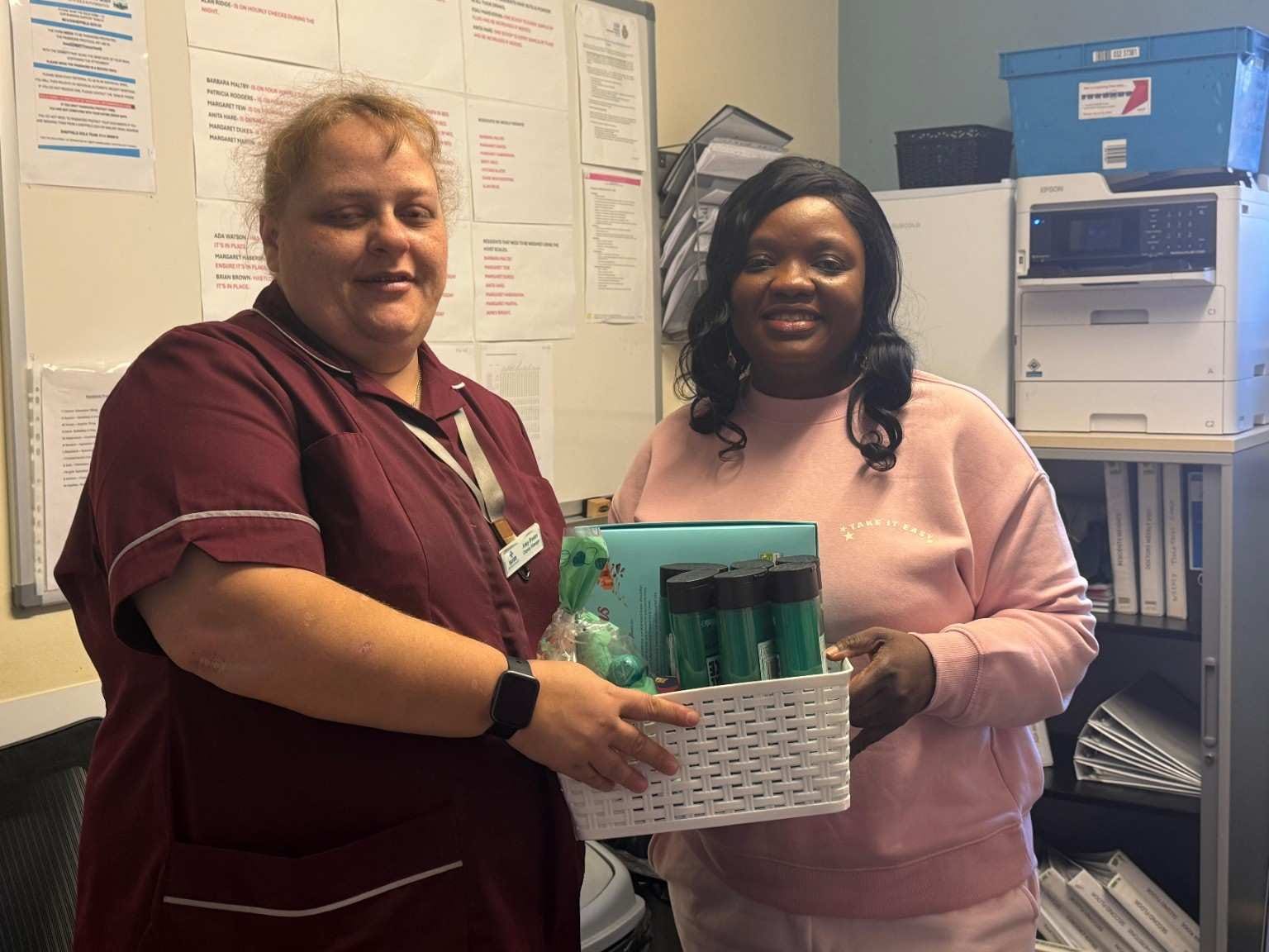 Presenting a Gift to Rosebank Care Home During our Music Outreach UK